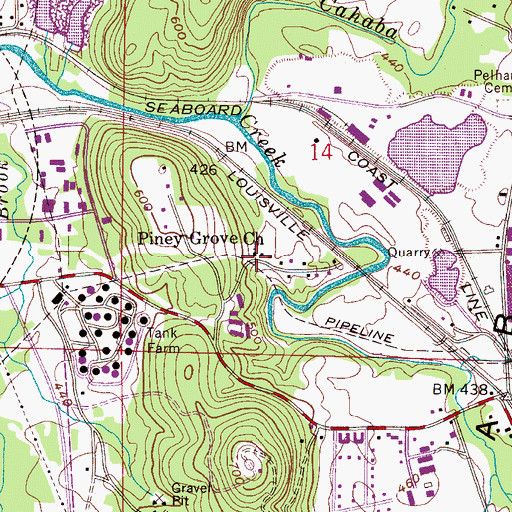 Topographic Map of Piney Grove Church, AL