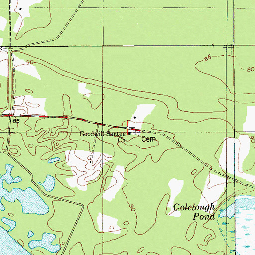 Topographic Map of Santee School (historical), SC