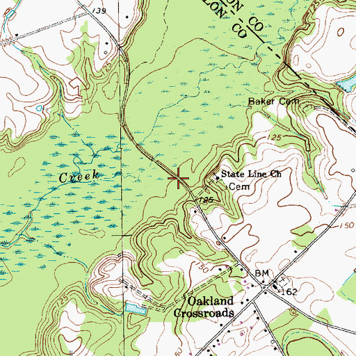 Topographic Map of Bakers Mill (historical), SC