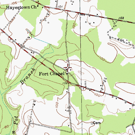 Topographic Map of Hayestown, SC
