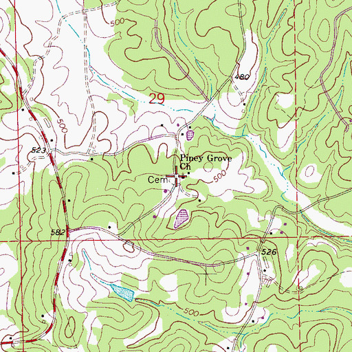 Topographic Map of Piney Grove Church, AL