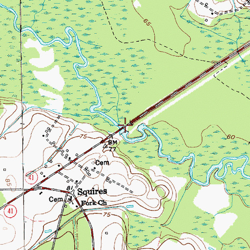 Topographic Map of Huggins Bridge, SC