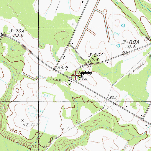Topographic Map of Appleby Cemetery, SC