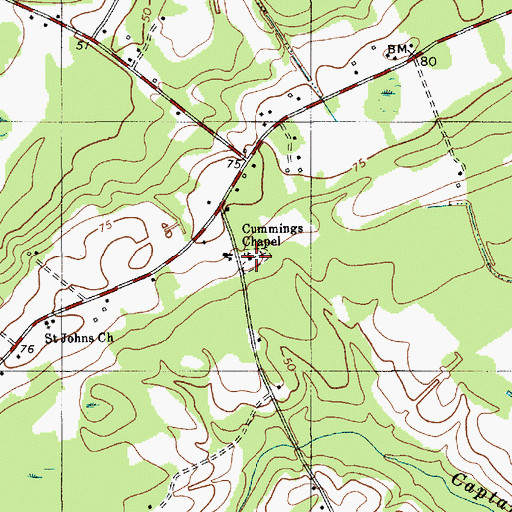 Topographic Map of Cummings Chapel Cemetery, SC