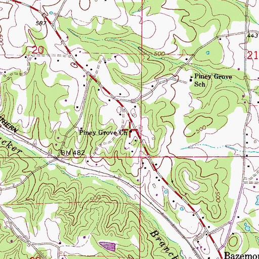 Topographic Map of Piney Grove Church, AL