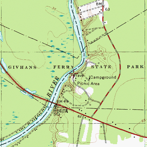 Topographic Map of Givhans Ferry Cemetery, SC
