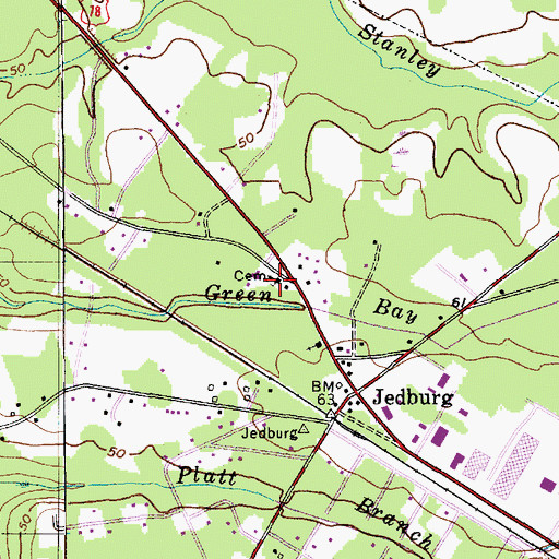 Topographic Map of Jedburg Baptist Church, SC