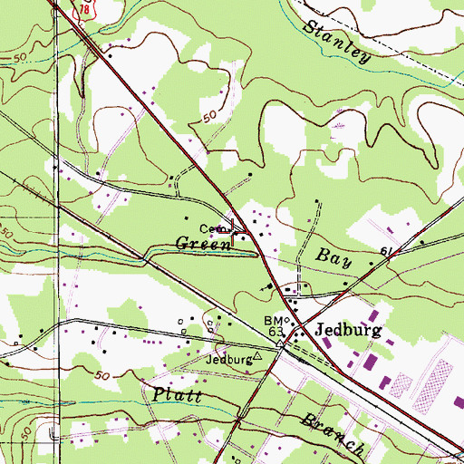 Topographic Map of Jedburg Cemetery, SC