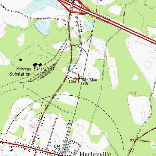 Topographic Map of Mount Zion Cemetery, SC
