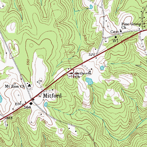 Topographic Map of Bethesda Cemetery, SC