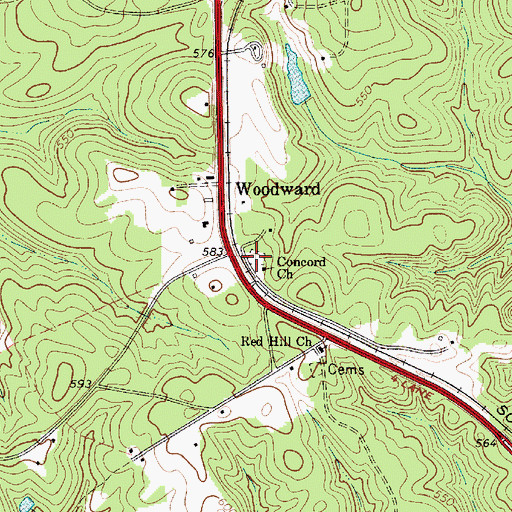 Topographic Map of Concord Cemetery, SC