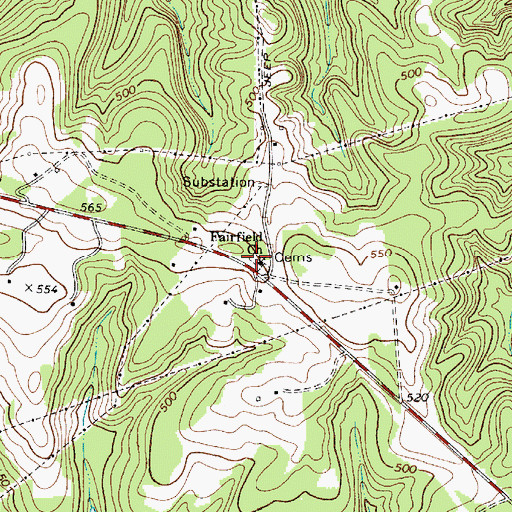 Topographic Map of Fairfield Cemetery, SC