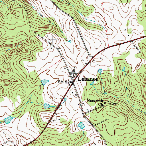 Topographic Map of Lebanon Cemetery, SC
