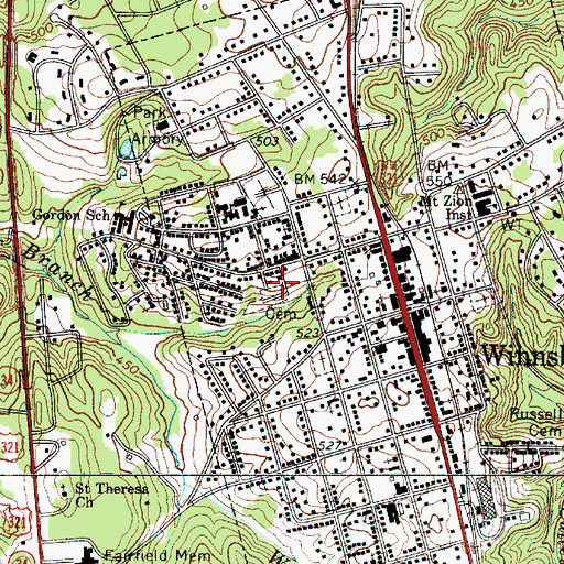 Topographic Map of Oaklawn Cemetery, SC