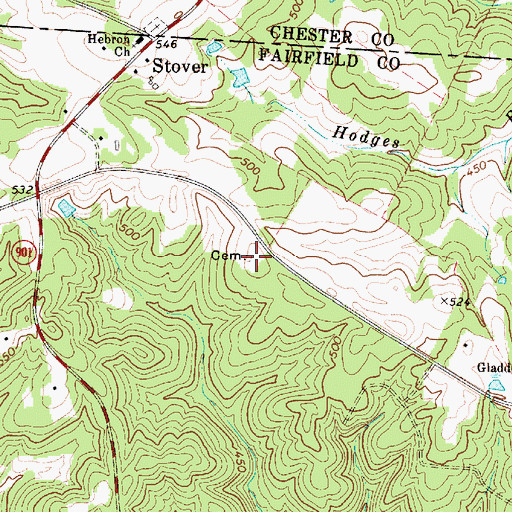 Topographic Map of Richmond Covenanter Cemetery, SC