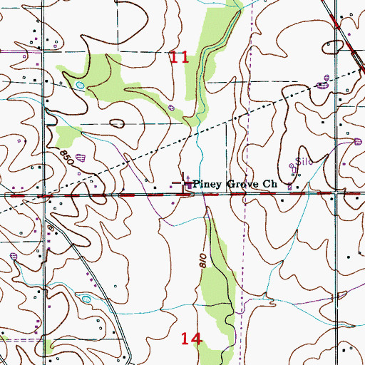 Topographic Map of Piney Grove Church, AL