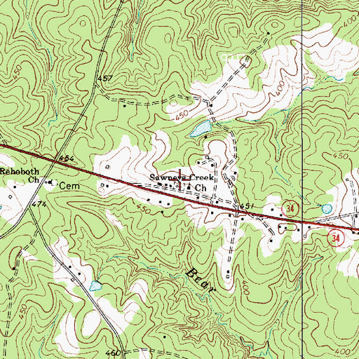 Topographic Map of Sawneys Creek Cemetery, SC