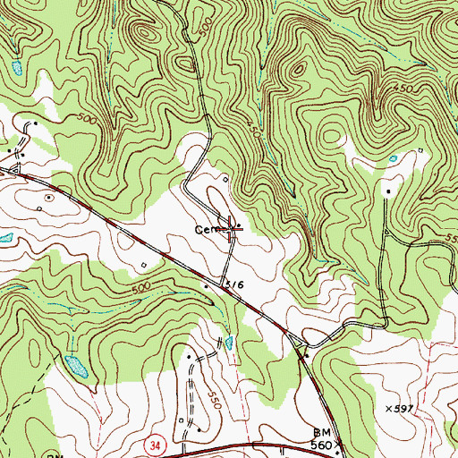 Topographic Map of Turner Cemetery, SC