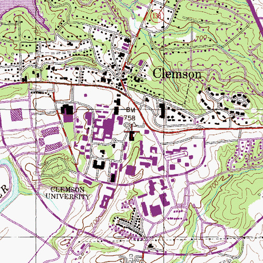 Topographic Map of Brackett Hall, SC