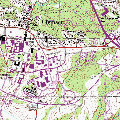 Topographic Map of Byrnes Hall, SC