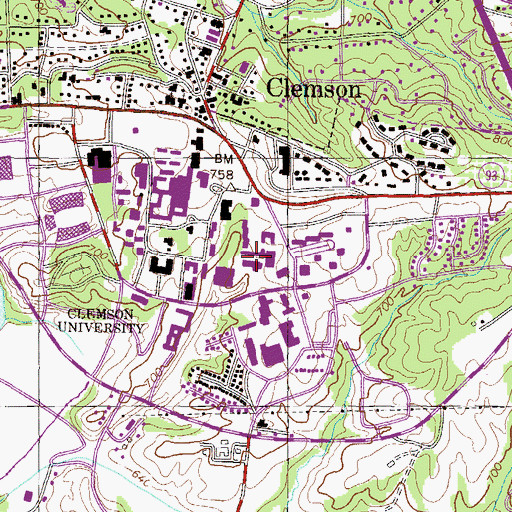 Topographic Map of Daniel Hall, SC