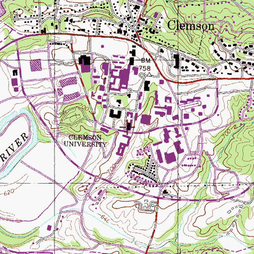 Topographic Map of Freeman Hall, SC