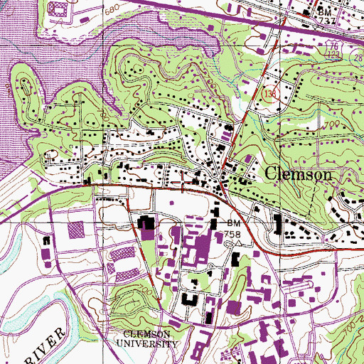 Topographic Map of Gentry Hall, SC
