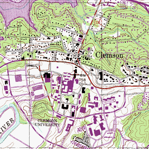Topographic Map of Godfrey Hall, SC