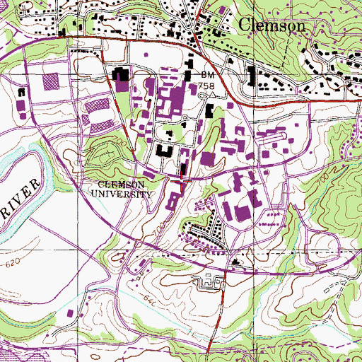 Topographic Map of Lowry Hall, SC