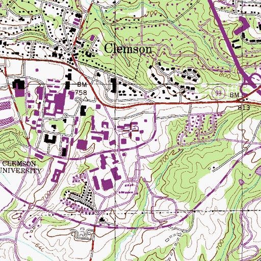 Topographic Map of Manning Hall, SC