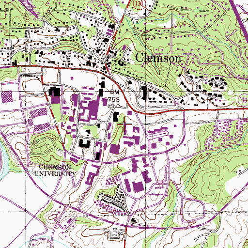 Topographic Map of Martin Hall, SC