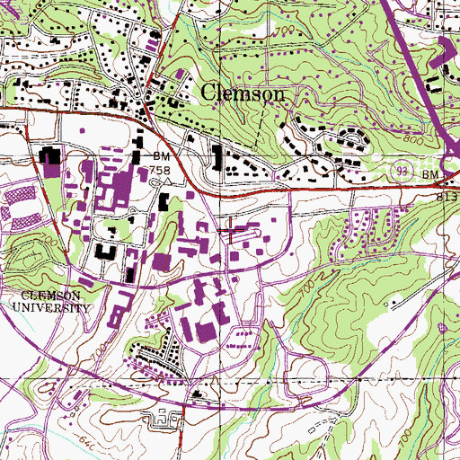 Topographic Map of Mauldin Hall, SC