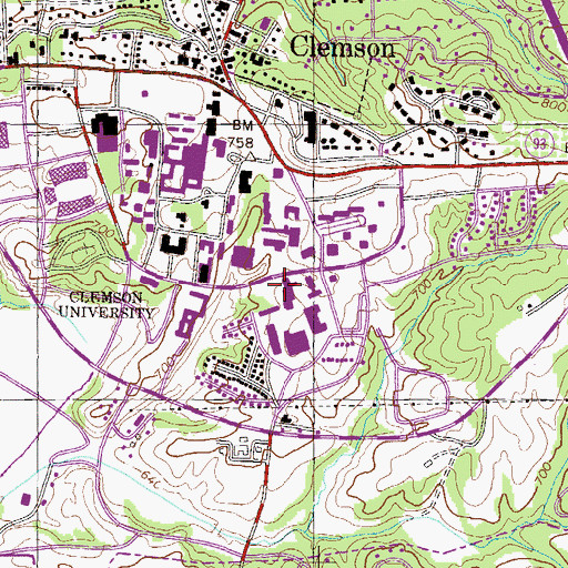 Topographic Map of McAdams Hall, SC