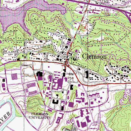 Topographic Map of Mell Hall, SC