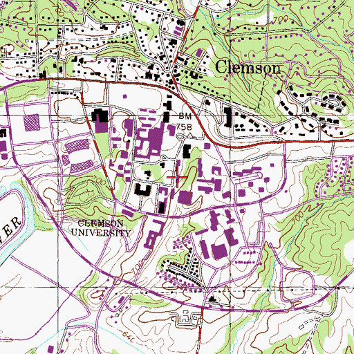 Topographic Map of Olin Hall, SC