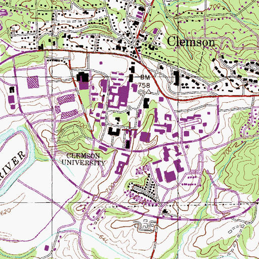 Topographic Map of Riggs Hall, SC