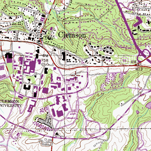 Topographic Map of Smith Hall, SC