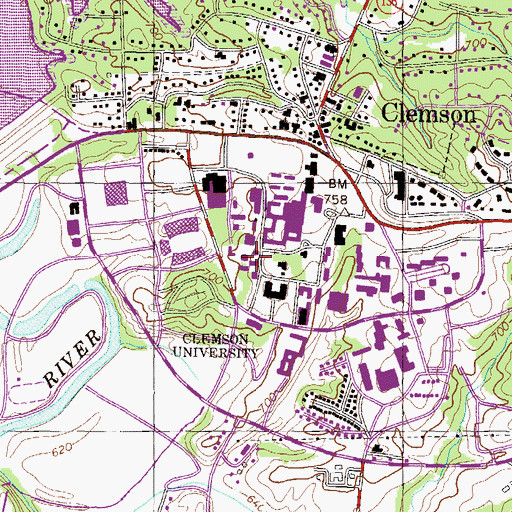 Topographic Map of Young Hall, SC