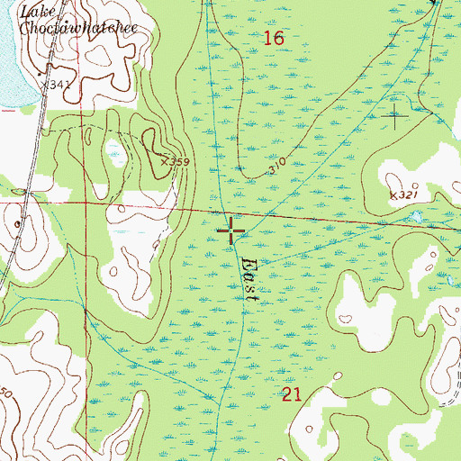Topographic Map of Piney Woods Creek, AL