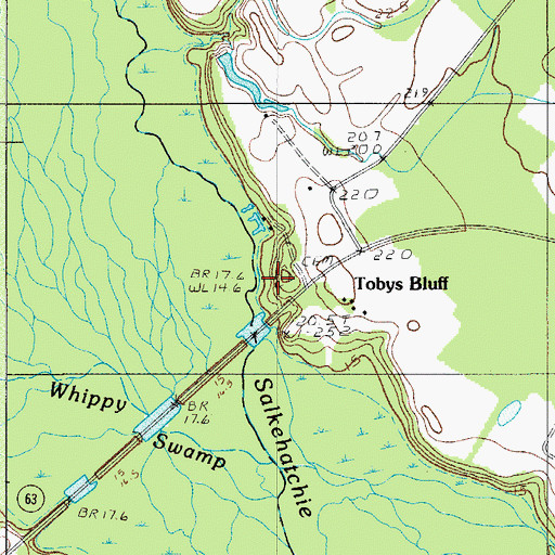 Topographic Map of Toby Bluff, SC