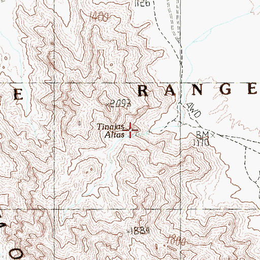 Topographic Map of Tinajas Altas, AZ