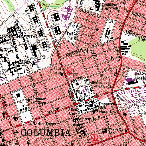 Topographic Map of Allen Benedict Court, SC