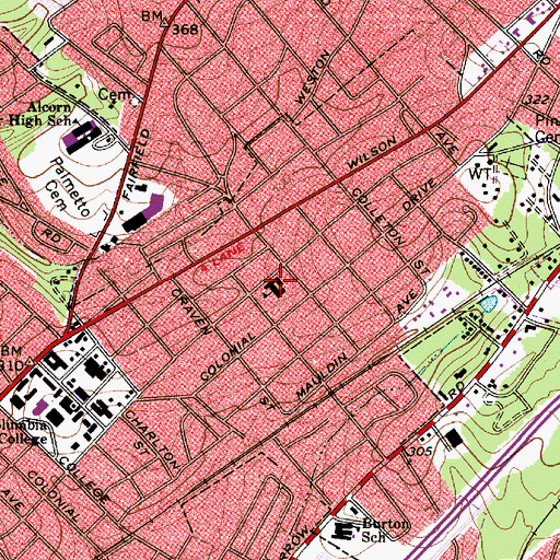 Topographic Map of Arden Elementary School, SC