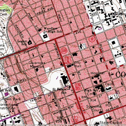 Topographic Map of Arsenal Hill Presbyterian Church, SC