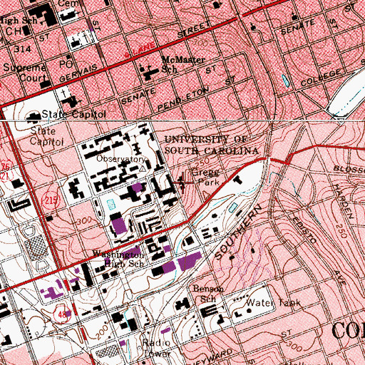Topographic Map of Baptist Student Union, SC