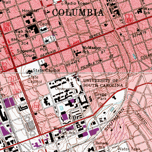 Topographic Map of Barnwell College, SC