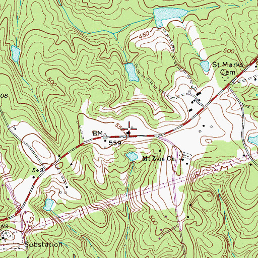 Topographic Map of Bellview School (historical), SC