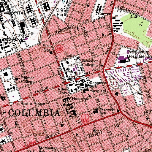 Topographic Map of Benjamin F Payton Learning Resources Center, SC