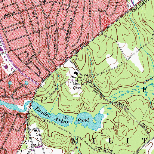 Topographic Map of Beulah Church (historical), SC