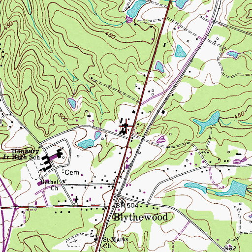 Topographic Map of Blythewood Elementary School, SC